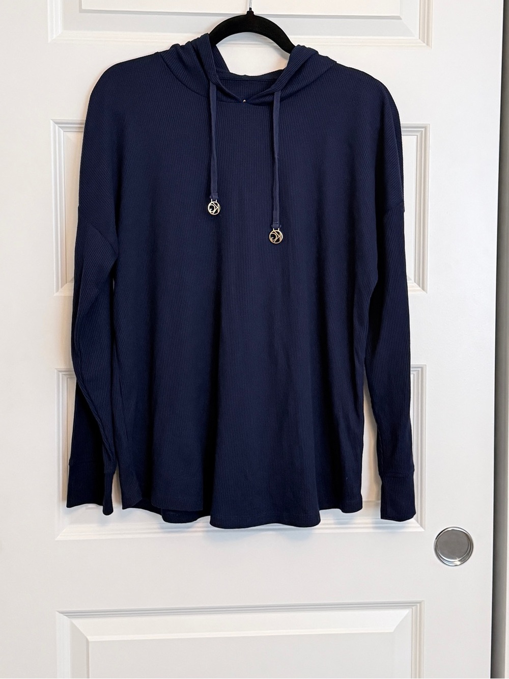 Belle by Kim Gravel Navy Hooded Crewneck Sweater Size S